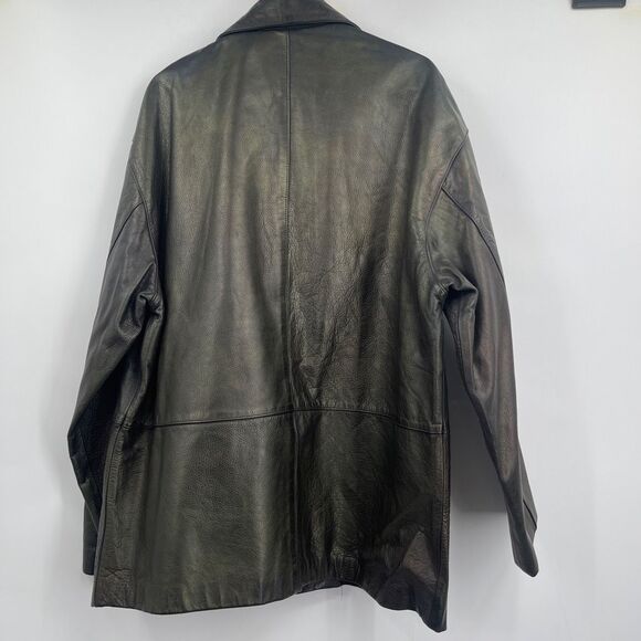 Luis Alvaro Black Long Sleeve Full Zip Genuine Leather Outerwear Jacket Medium - Picture 7 of 9